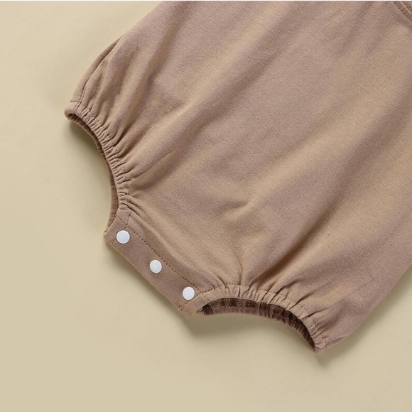 Set of 2 Solid Shirt Romper Crewneck Bubble Rompers Short Sleeve Bodysuit - Picture 3 of 5